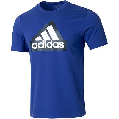 T-shirt à Manches Courtes et Col Ras du Cou pour Homme, Entraînement de Course et de Fitness, avec Imprimé Logo, Hauts Bleus IN6228