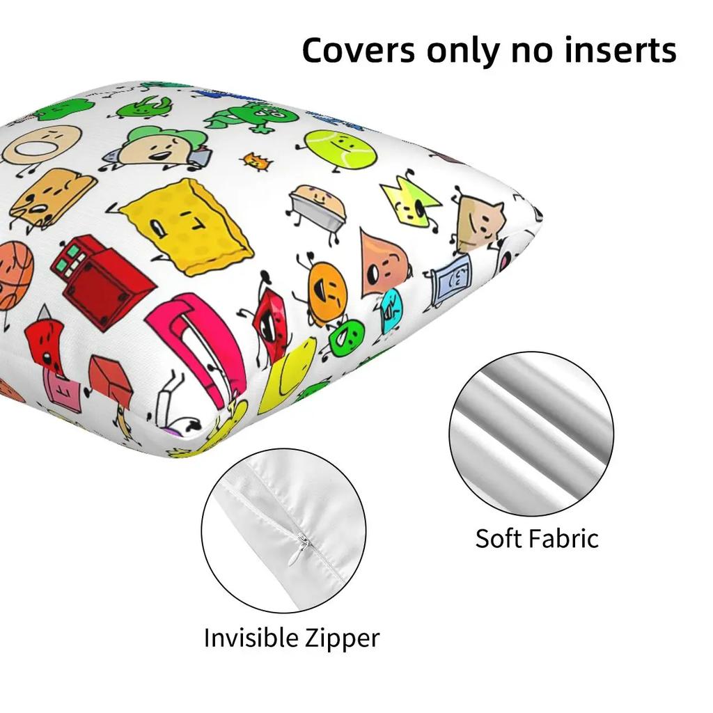 Bfdi All Characters 2 Pcs Square Pillowcase Pillow Cover Cushion Zip Decorative Comfort Throw Pillow For Home Living Room