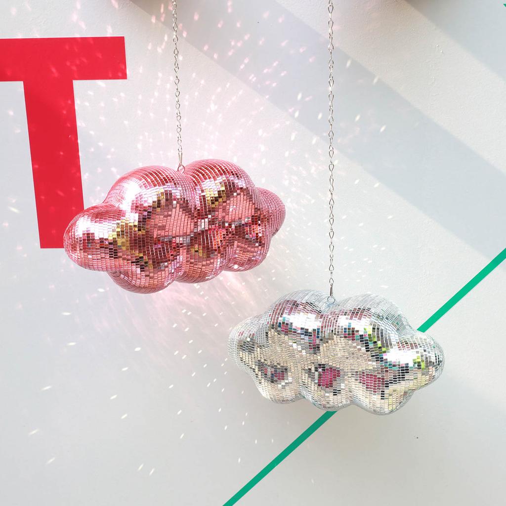 Retro Cloud Shape Discos Balls Hanging Ornament Reflective Mirror Balls with Chain for Festival Parties and Event Decors