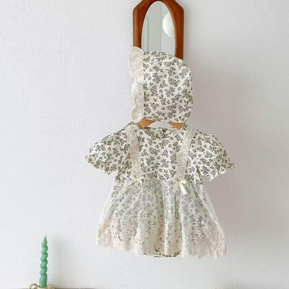Lace Mesh Flower Baby Jumpsuit Bowknot Toddle Climb Suit Baby Jumper Dress  Newborn Baby