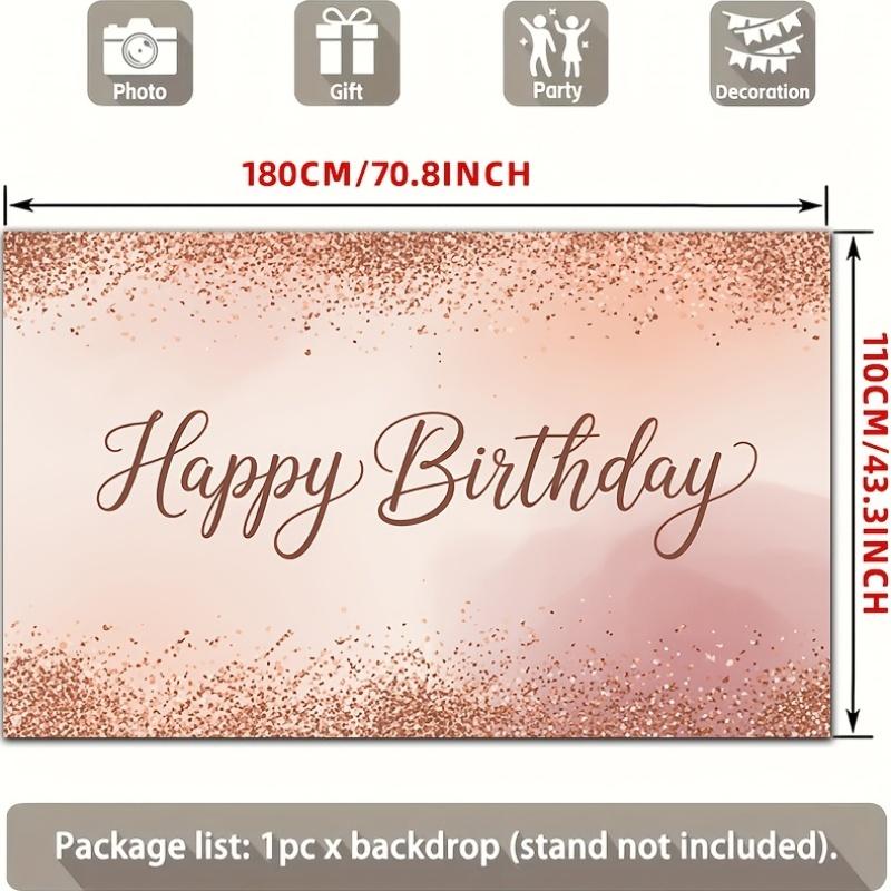2D plane 1 piece of rose gold glittering font birthday wish message