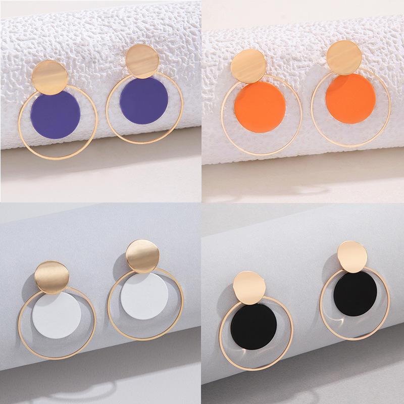 Creative Disc Stud Earrings Set, Geometric Metal Sequins Versatile Two-piece Set, Earrings, Earrings, Women's Pendants.