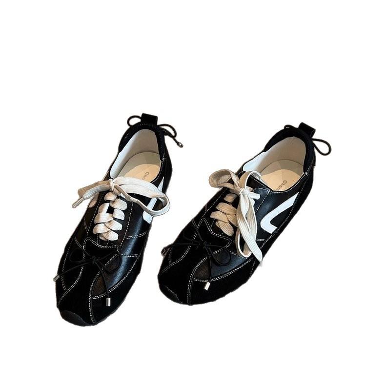 Whole sheepskin~ French retro style fashion round head German training shoes women's niche Forrest Gump shoes versatile inner height increase single s