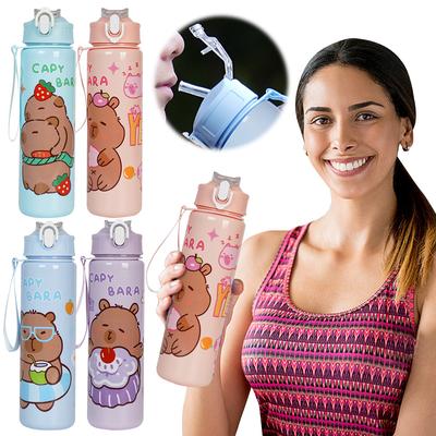 700ml Capybara Water Bottle Sports Water Bottle with Straw Portable Drinking Bottle Travel Water Cup for Outdoor Activities
