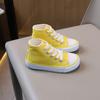 COMFY KIDS Bright Yellow Vibrant Mid Top Canvas Shoes Breathable Fabric Lace-Up All-Season Wear Outdoor Casual School Shoes
