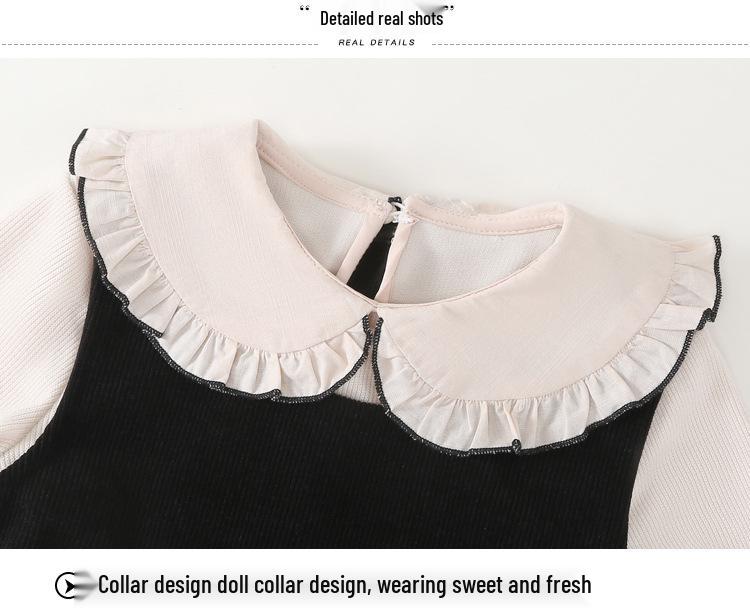 Mädchen Bluse mit Revers im koreanischen Stil & Westenkleid Set 2025
