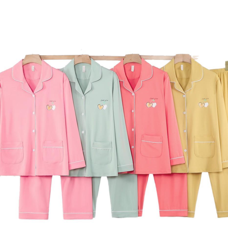 Dingdang Guifei Women's Two-Piece Autumn/Winter Pajama Set: Turn-Down Collar, Long Sleeve, Long Pants, Comfortable & Fashionable Casual Homewear