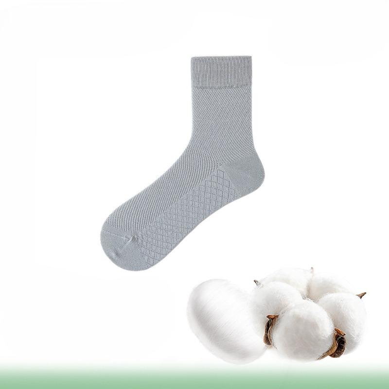 Summer Lightweight Mulberry Silk Socks for Men, Mid-calf Length Stockings, Mesh Cotton Socks, Sporty Anti-bacterial Mid-calf Long Stockings