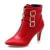 FOREADA Women Ankle Boots Pointed Toe Kitten High Heels Buckle Zipper Short Boots Ladies Fashion Shoes Autumn Winter