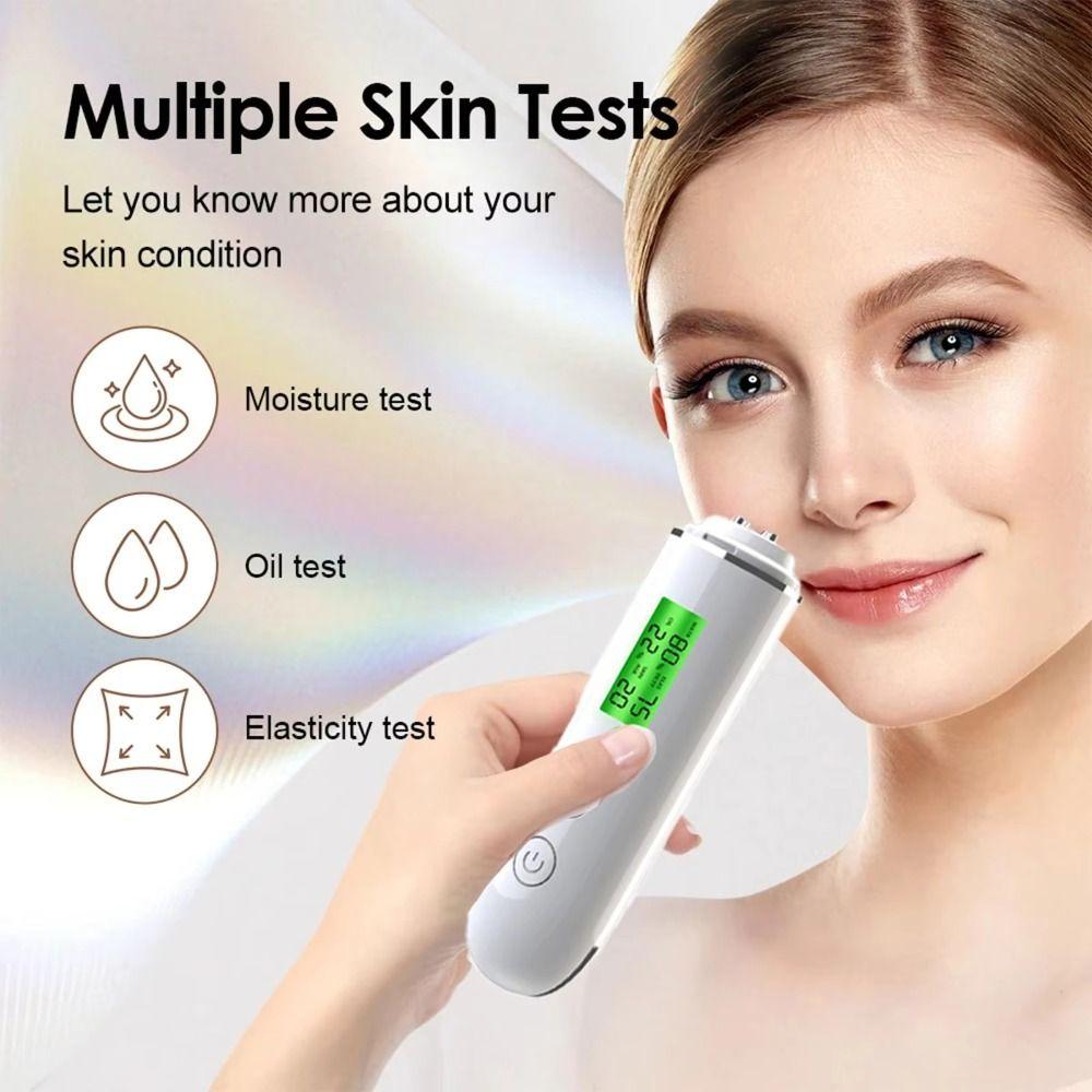 Rechargeable Skin Analyzer LCD Digital Oil Tester Tool Skin Hydration Monitor  Moisture Level Check