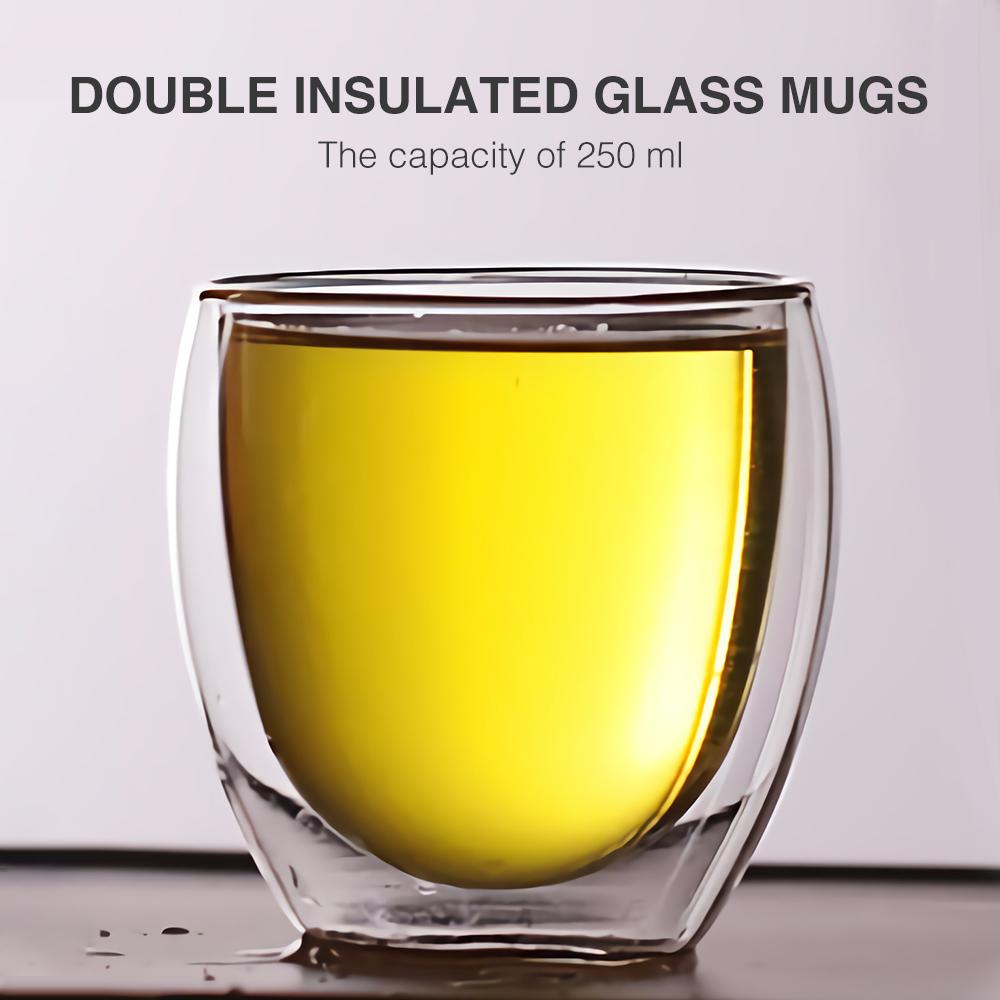 Cheap 2Pack 8.5Oz/250ML Double Walled Glass Coffee Mugs without Handle Glass Mugs Joom
