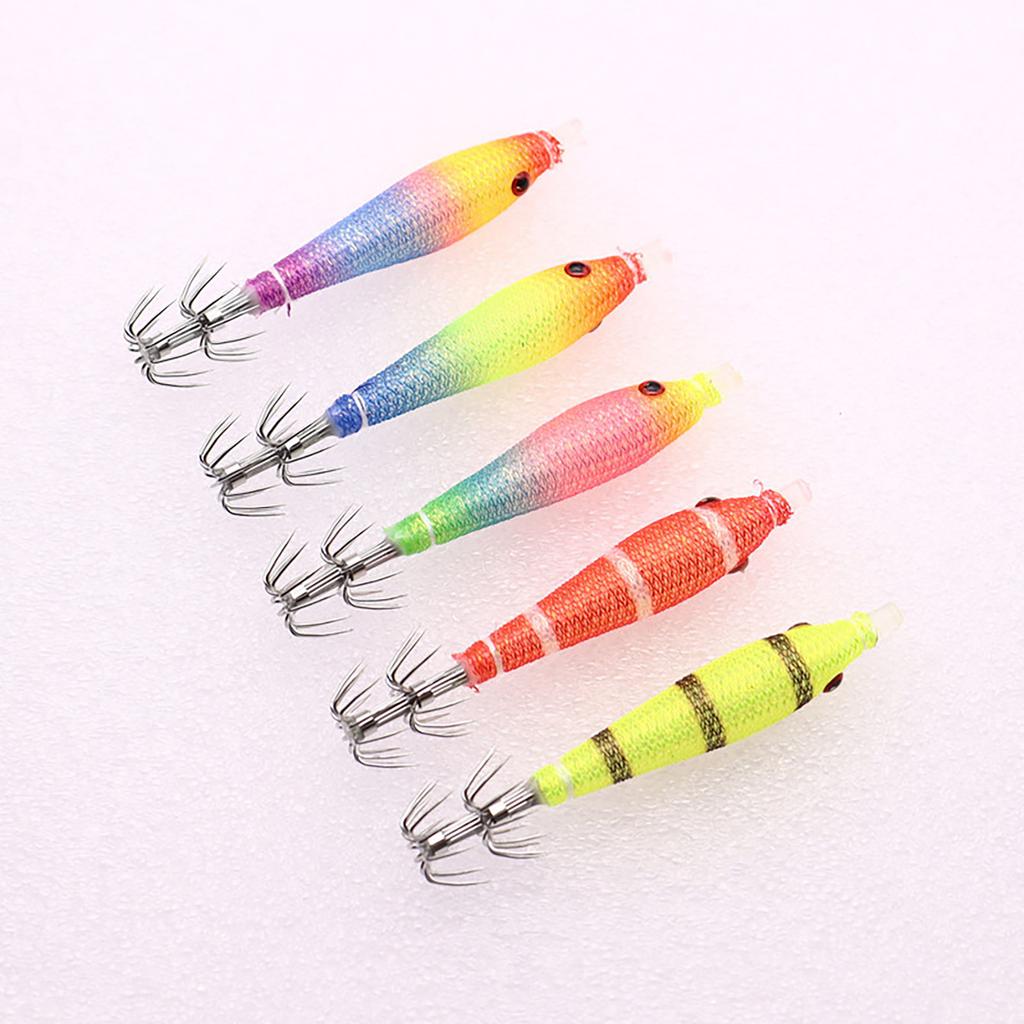 5Pcs Fishing Squid Jigs Saltwater Fishing Lures Squid Jigs Hook Soft Fishing Lures Luminously Blowing Tube Shrimp Lures