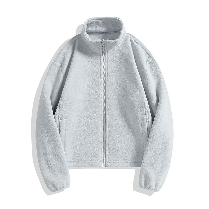 Women's Short Fleece Jacket for Autumn and Winter Outdoor Sports with Thick Fleece, Double-sided Fleece Cardigan Top