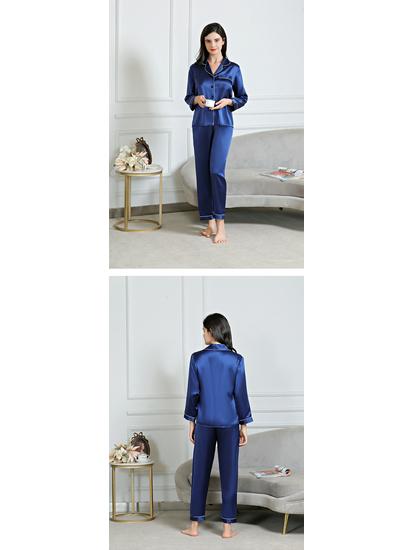 Women's Long Sleeve Silk Pajama Set - 100% Mulberry, Versatile for Spring/Summer, Indoor/Outdoor Wear