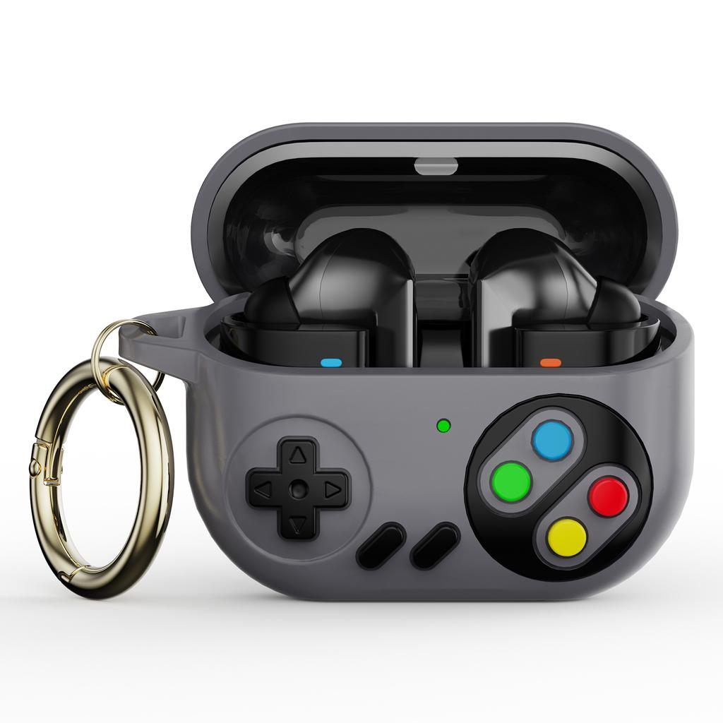 Für Samsung Galaxy Buds3 Pro Silikonhülle Retro-Spielkonsole Ohrhörer-Abdeckung mit Karabiner