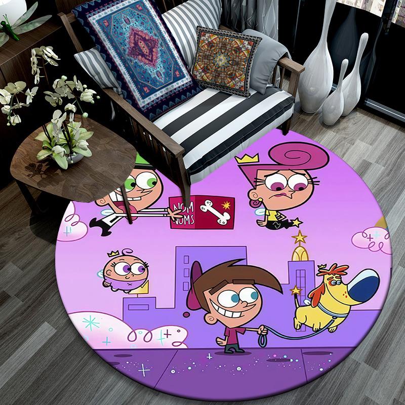 The Fairly OddParents2 Round Area Rug,Carpet Rug for Living Room Bedroom Sofa Playroom Decor,Non-slip Floor Mat