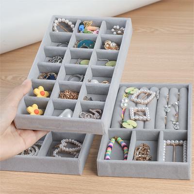 Velvet Jewelry Display Tray Case For Jewellery Stackable Exquisite Holder   Fashion Portable Velvet Jewelry Organizer Box