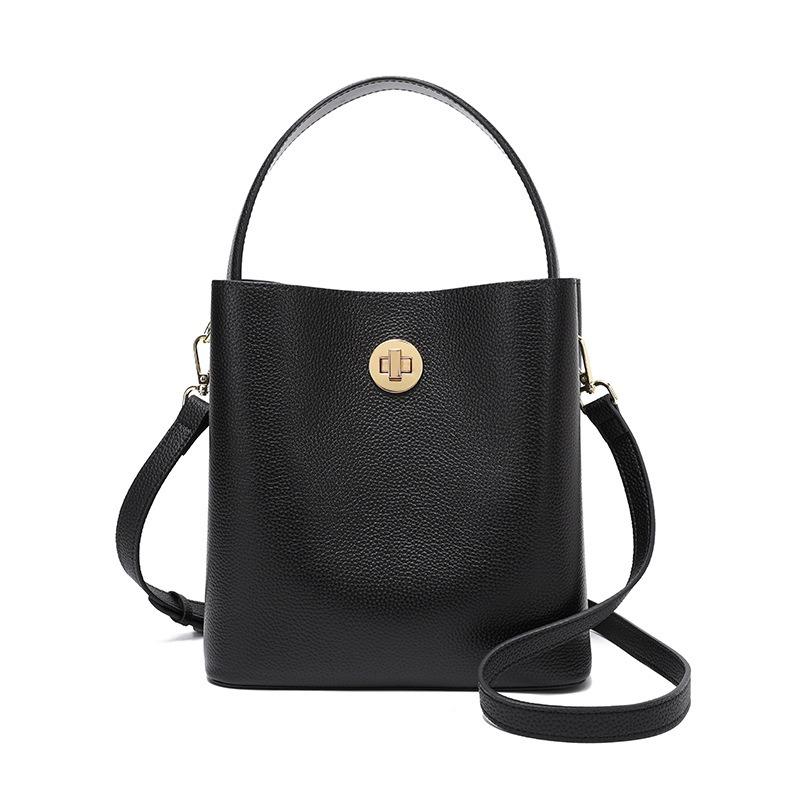 

Сумки женские осенне-зимние новые сумки-ведра, женские сумки из натуральной кожи, сумки через плечо, женские сумки большой вместимости из первого слоя коровьей кожи чёрный