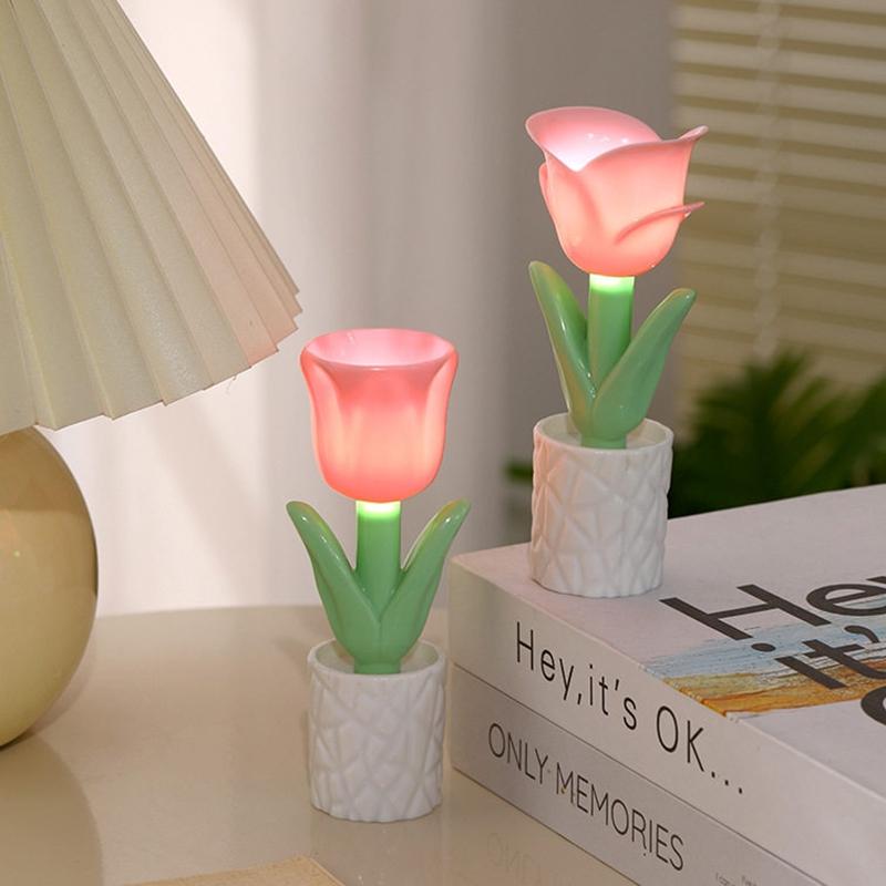 Tulip Nightlight Bedside Lamp Desk Accessories Bedside Atmosphere Light Home Decoration Photo Props Birthday Decoration