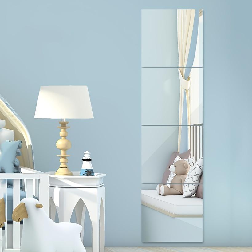 8pcs Classic Square Wall Mirror Tiles,25cm x25cm, Easy Stick-On Installation