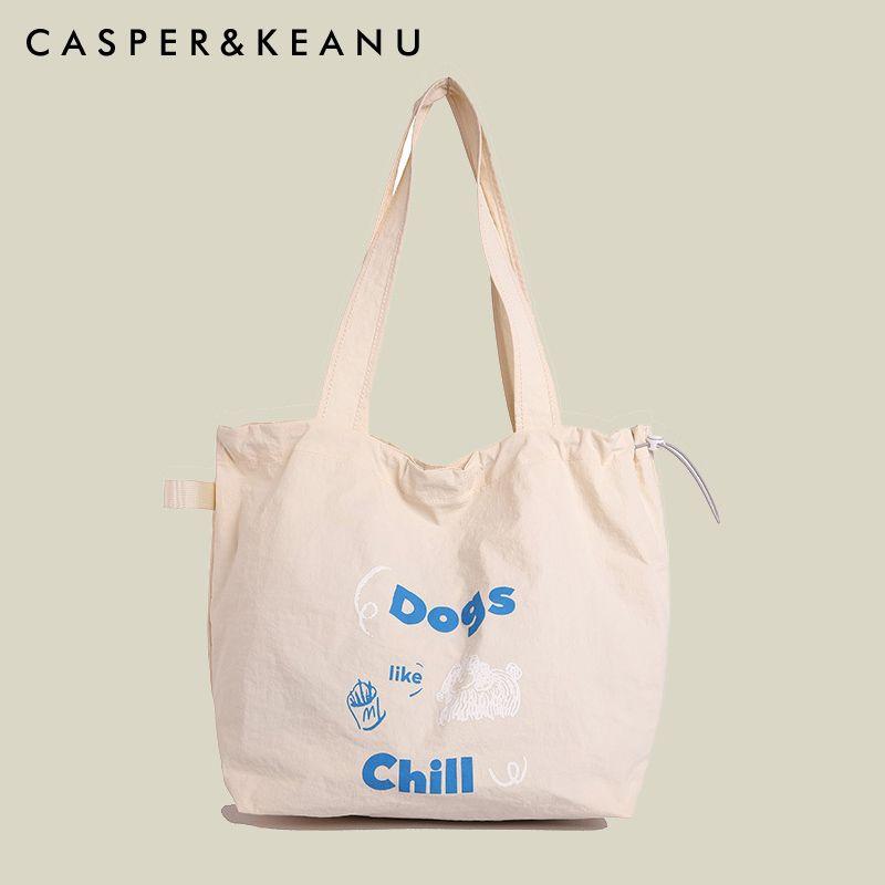 

Casper & Keanu South korea All-Match Drawstring Canvas Bag Women Idle Style Large Capacity Class Student Shoulder Bag White
