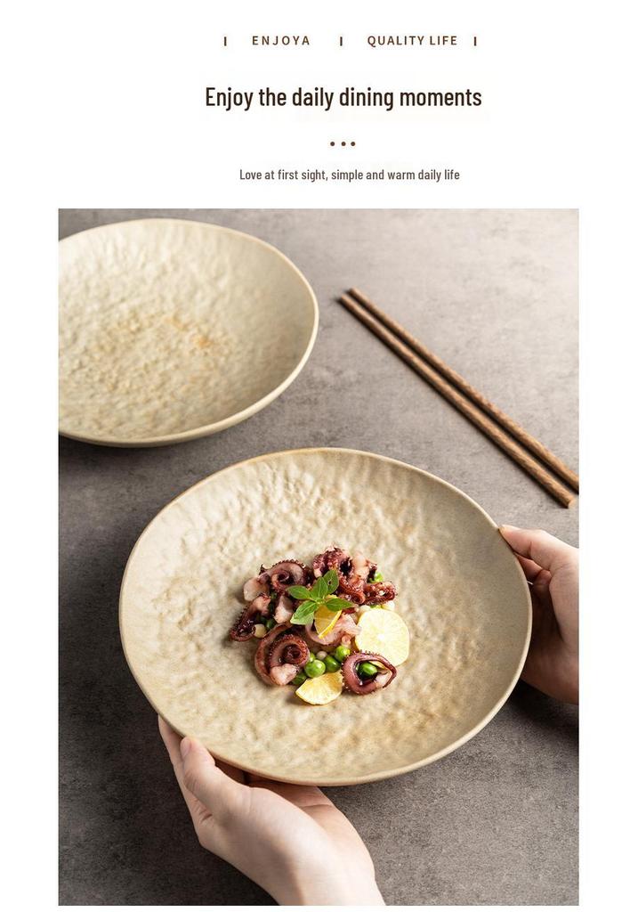 Elegant Ceramic Plate for Home - Perfect for Vegetables, Steak, and More. High-End Western Style and Ideal for Hotels.
