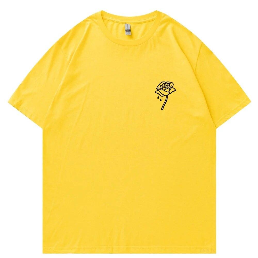 

Футболка унисекс WoUnisex в стиле Харадзюку, хлопковая летняя женская футболка для девушек, забавные футболки с круглым вырезом и принтом роз, футболка большого размера, унисекс 4XL