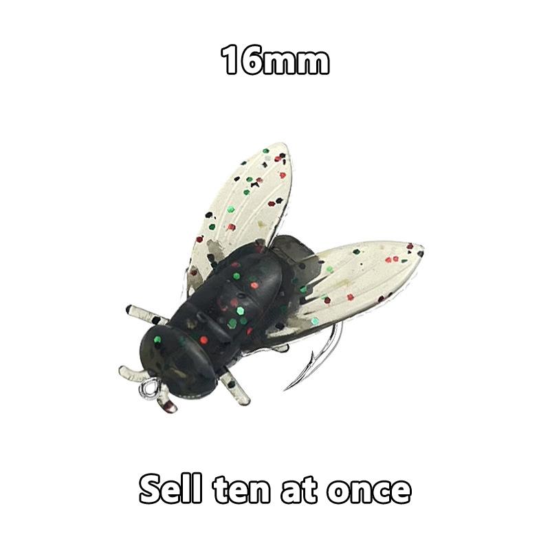 Kit 10 Mosche da Pesca a Mosca Esche in Gomma per Pesca a Mosca Esche Realistiche in Plastica Morbida Ami con Ardiglione Per Persico Trota Salmone