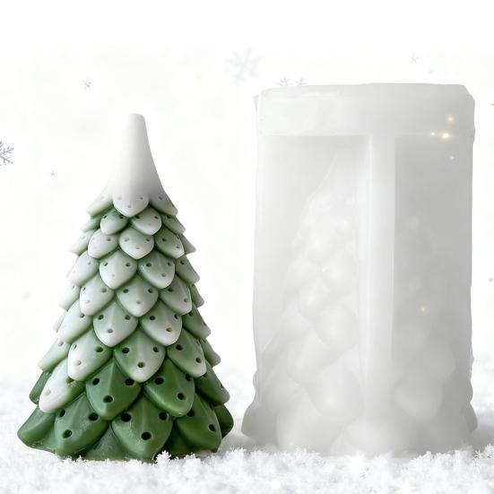 Christmas Tree Silicone Mold Handmade Aroma Candle Soap Resin Polymer Clay Mold Reusable DIY Holiday Craft Supplies