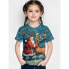 Round Neck 3D Christmas Theme Printed Short Sleeved Children's Girl T-shirts - Soft Medium Stretch Polyester Fabric Summer Relaxed Fit Clothing