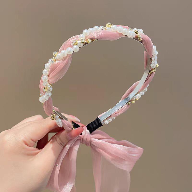 Пасторальная цветочная плетеная повязка на голову: Женский высококачественный бант-лента с зубчиками для волос.