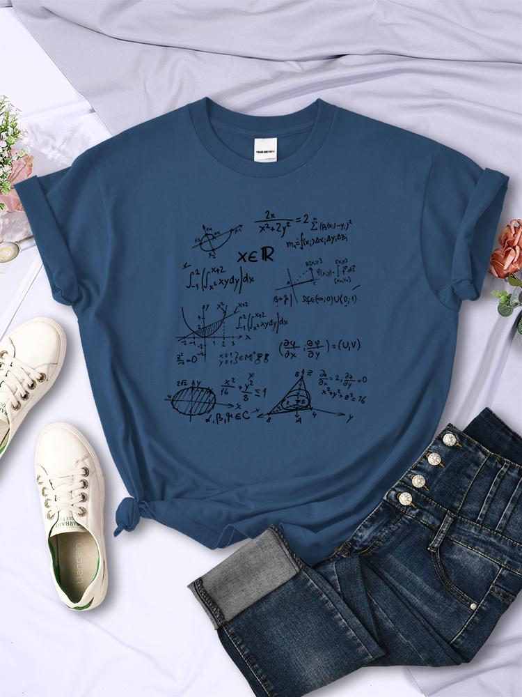 Mathematical Formula Print Women T-Shirt Summer Casual Clothing Street Hip Hop Short Sleeve Personality Breathable Womans Tops