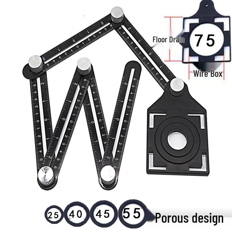 Adjustable Multifunctional Tile Hole Punch and Positioning Ruler