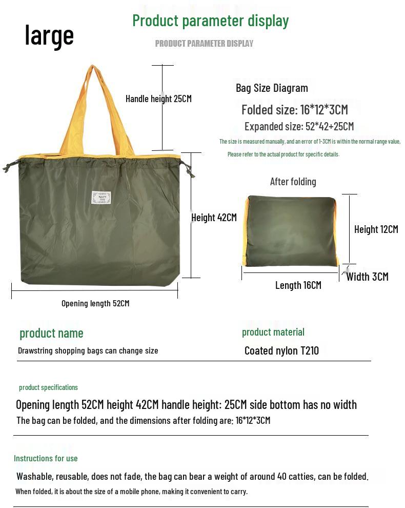 Waterdichte Opvouwbare Boodschappentas - Grote Capaciteit, Milieuvriendelijke Tas met Trekkoord