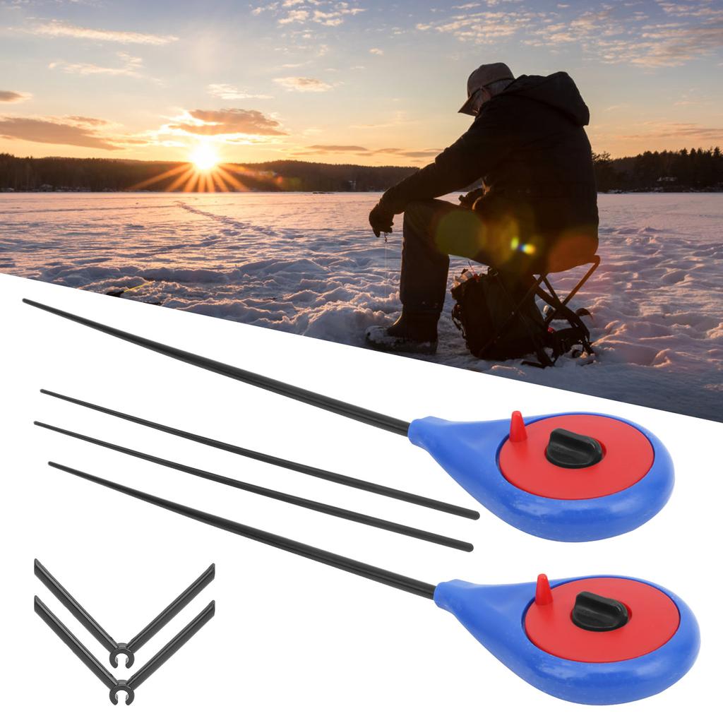 2 Set Vinter Bärbart Mini Isfiskespö Enkelt Fiskespö Enhet TillbehörskitBlå
