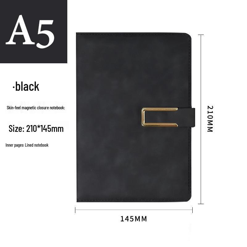 A5 Business Notebook: Customizable Soft Leather with Magnetic Buckle. Perfect for Meetings and Logo Printing. A5 чёрный