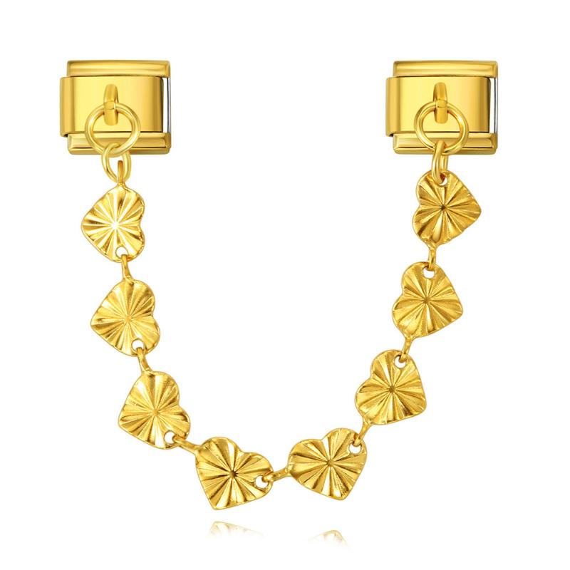 Fashion Women Stainless Steel Heart Chain Italian Charms Link Buckle Fit 9Mm Bracelet Diy Jewelry Accessories