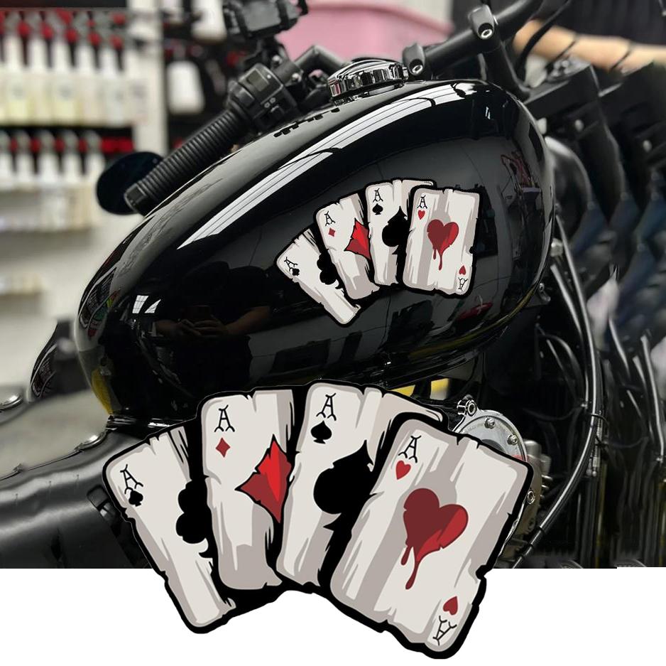 Motorcycle Poker Spades A Pattern Decals Motocross Fuel Tank Cafe Racer Body Car Windows Funny Decoration Playing Card Stickers