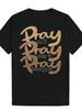 Crew Neck Polyester T-shirt with Inspirational "Pray On It
