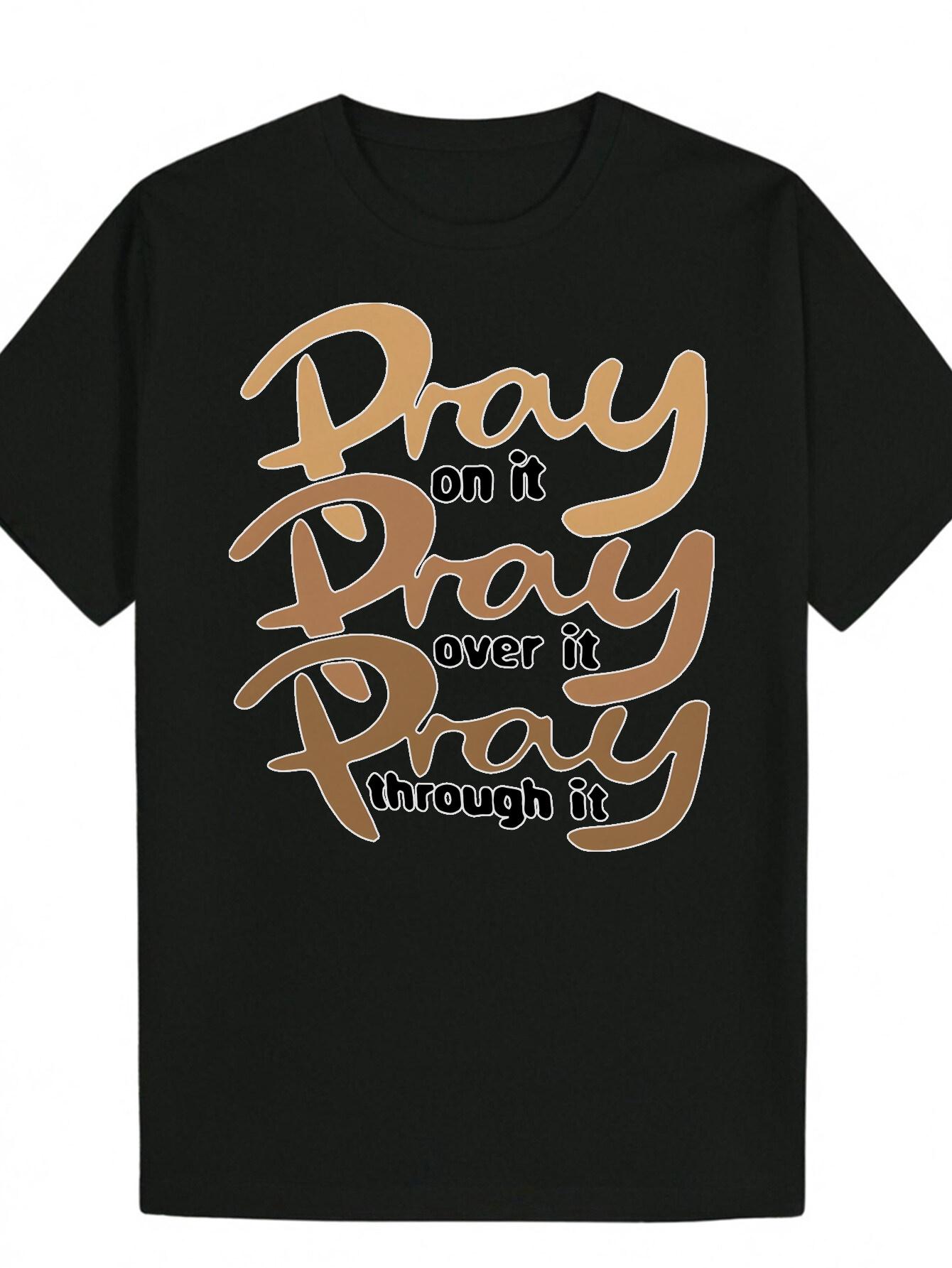 Crew Neck Polyester T-shirt with Inspirational Pray on it XXL