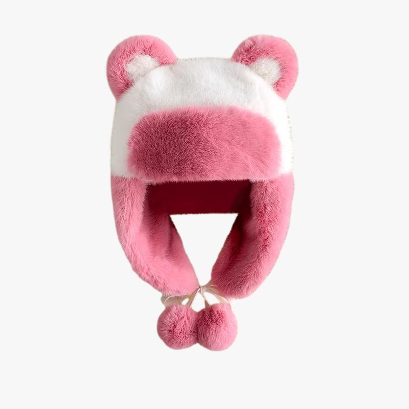 

Плюшевая шапка для женщин на зиму, утолщенная, милая, черно-белая шапка-ушанка с пандой, плюс бархат, для защиты ушей на улице, теплая лыжная шапка One size