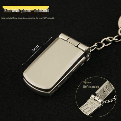Ciondolo Portachiavi Mini Telefono in Metallo Rotante Creativo, 4cm