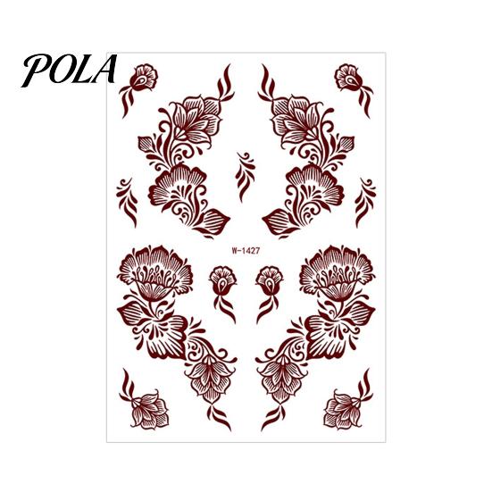 Henna Tattoo Stickers, Red Brown Waterproof Lace Temporary Tattoos, Indian Mehndi Body Art for Hands Feet, Festival Makeup