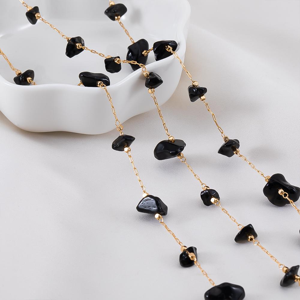 2Meters 1Meter Black Irregular Gravel Stone Necklace Chain Imitatied Pearl Copper Chains DIY Boho Necklace Jewelry Making Supply
