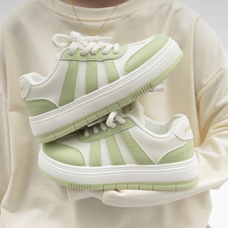 White Shoes for Women Autumn Ins Fashionable Versatile Niche Sports Striped Shoes Board Shoes for Women