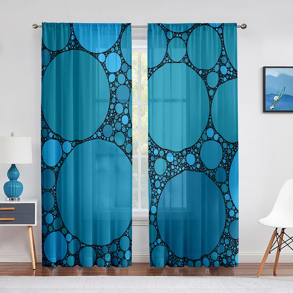 Bruna Cirklar Prickar Mönster Tyll Fönstergardiner för Vardagsrum Sovrum Modernt Kök Skira Voile Gardiner Draperier Dekoration