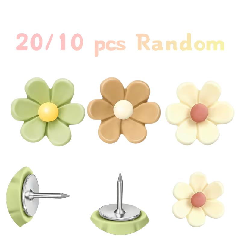 10/20pcs  Random Floral Push Pins – Resin Thumbtacks for Bulletin, Cork Boards, Office, Home, School, Work