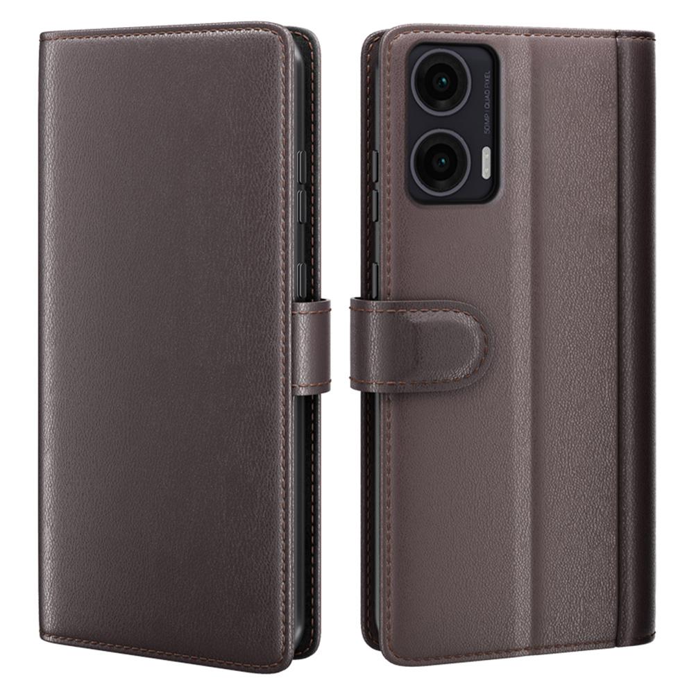 

For Motorola Moto G35 5G Case Genuine Split Leather Phone Cover with Wallet Stand A