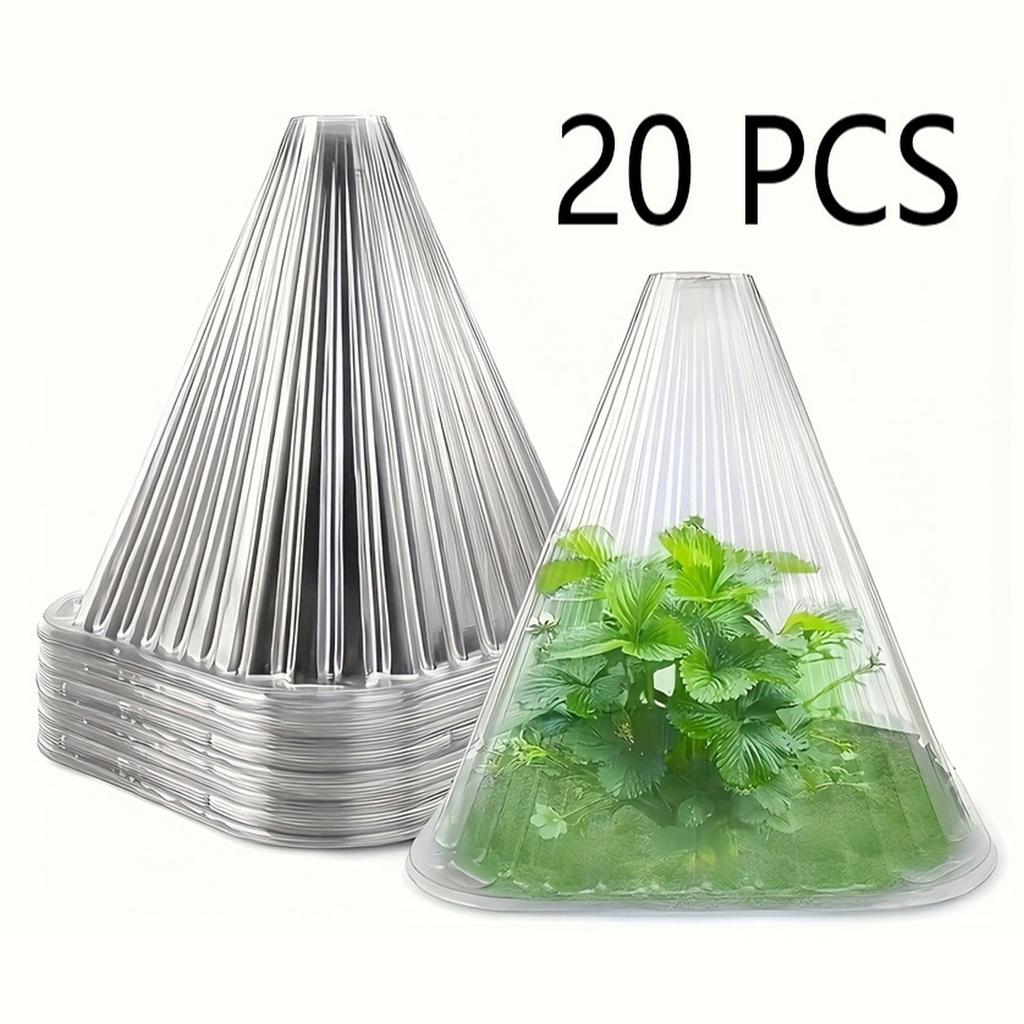 20pcs Set Of Transparent Plastic Plant Covers - Reusable Greenhouses For Frost