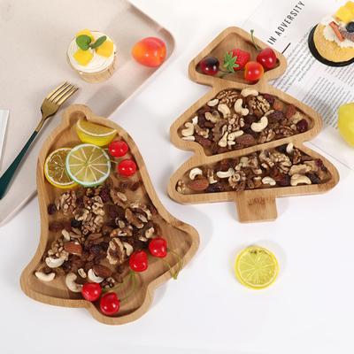 Christmas Snack Tray Bamboo Serving Plate Decorative Platter Nuts Display Desktop Food Tray